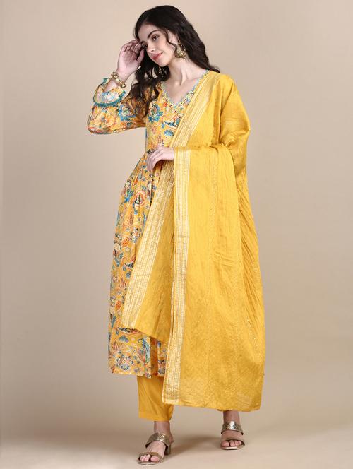 women paisley long sleeve kurta pant with dupatta set - 21697102 - Very Small Image - 1