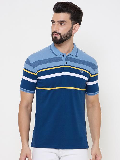 men striped short sleeve polo t-shirt - 21697160 - Very Small Image - 1