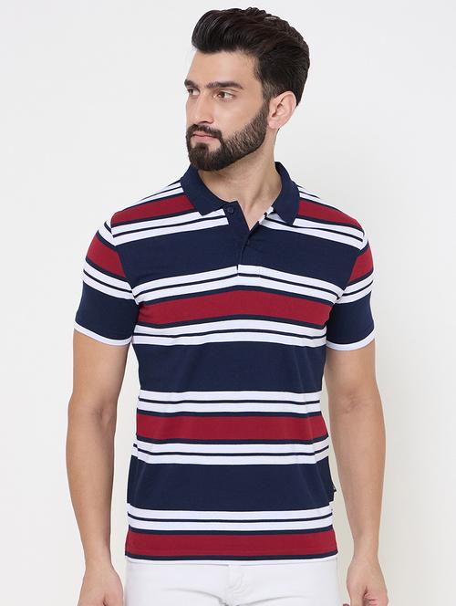 men striped short sleeve polo t-shirt - 21697167 - Very Small Image - 1