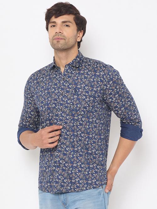 blue cotton casual shirt - 21697431 - Very Small Image - 1