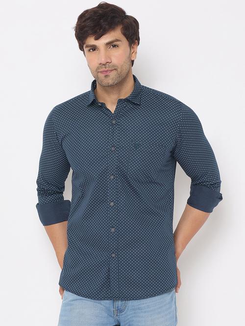 blue cotton casual shirt - 21697436 - Very Small Image - 1