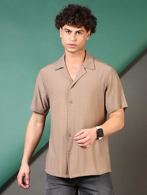 men self design short sleeve regular fit casual shirt - 21697605 - Very Small Image - 1