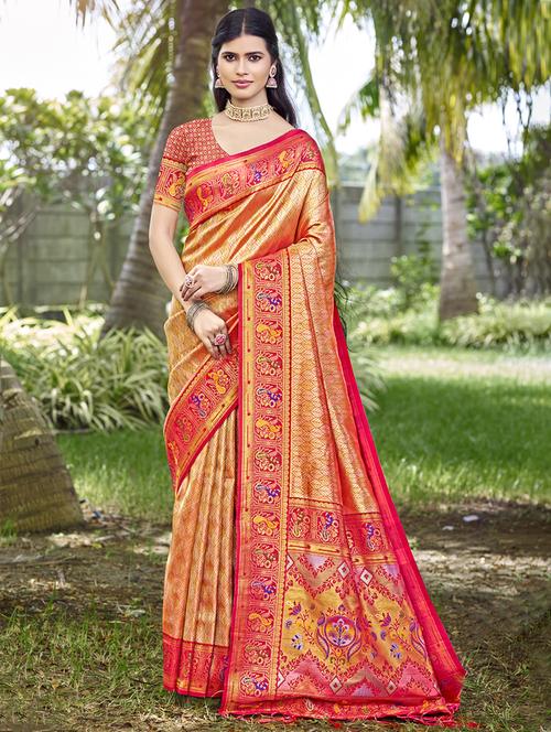 women self design kanjivaram saree with blouse - 21697808 - Very Small Image - 1