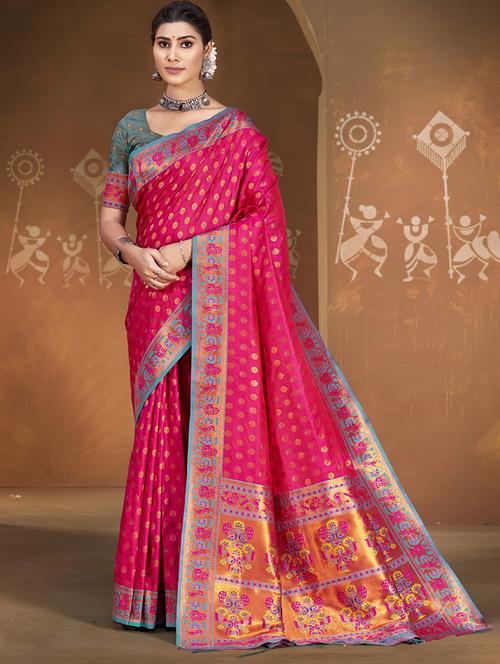 women self design kanjivaram saree with blouse - 21697850 - Very Small Image - 1