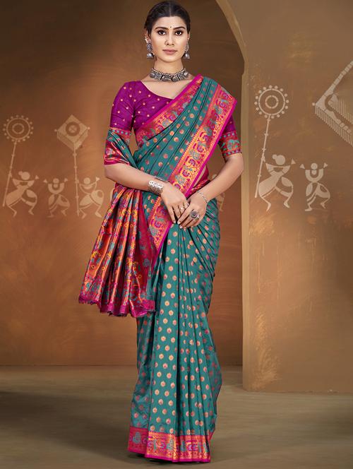women self design kanjivaram saree with blouse - 21697851 - Very Small Image - 1