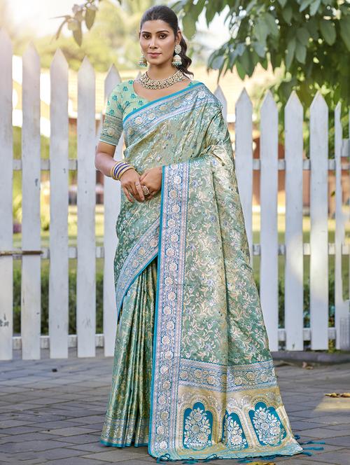 women self design banarasi saree with blouse - 21697874 - Very Small Image - 1