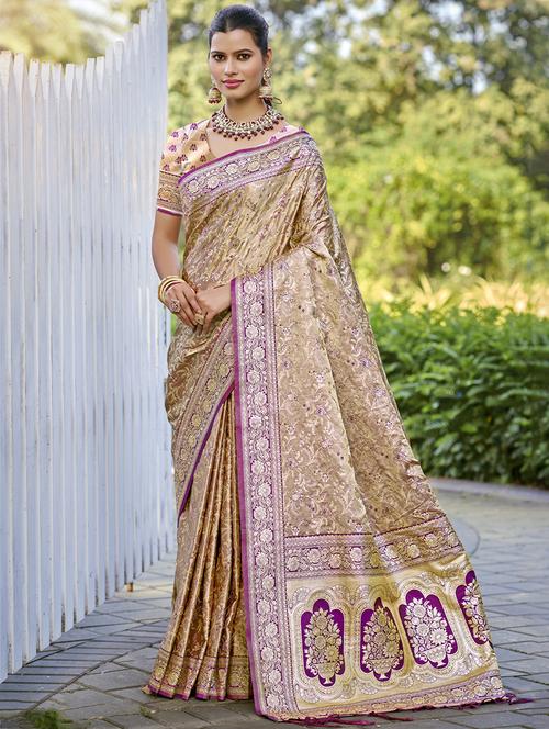 women self design banarasi saree with blouse - 21697875 - Very Small Image - 1