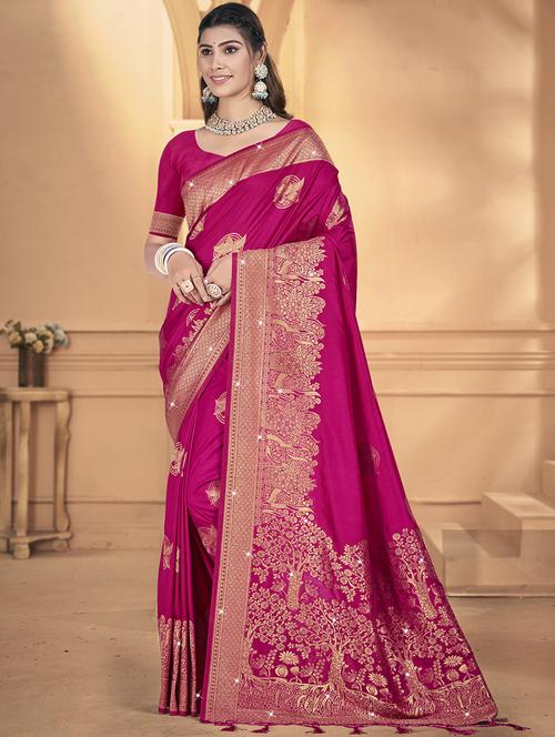 women self design banarasi saree with blouse - 21697896 - Very Small Image - 1
