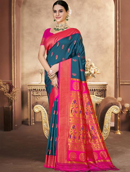 women self design banarasi saree with blouse - 21697917 - Very Small Image - 1