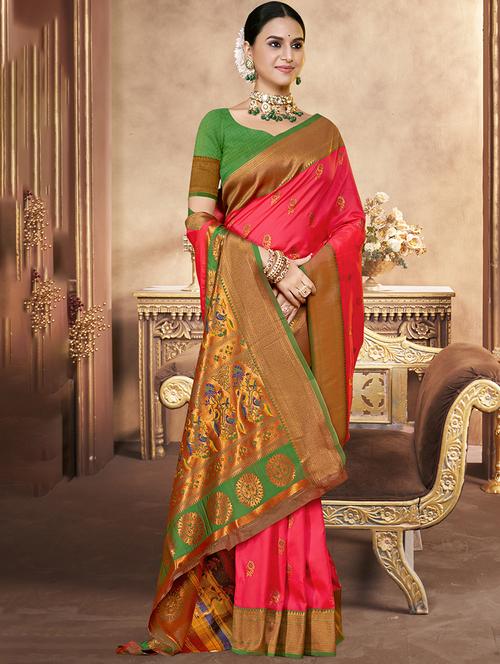 women self design banarasi saree with blouse - 21697920 - Very Small Image - 1