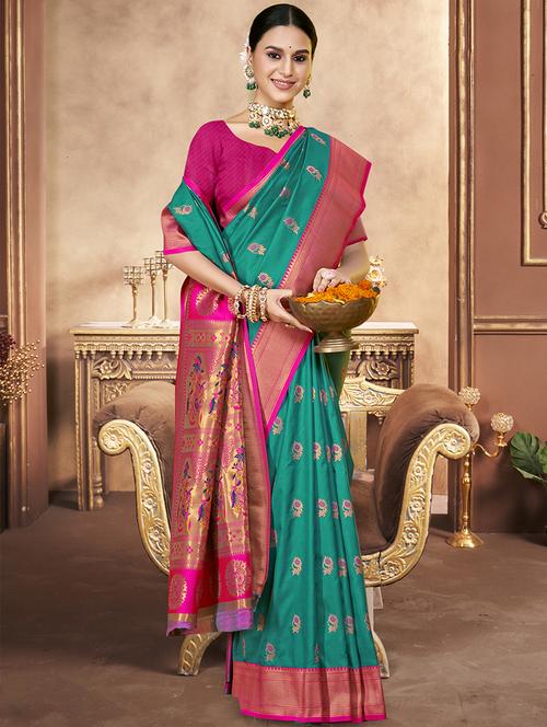 women self design banarasi saree with blouse - 21697921 - Very Small Image - 1