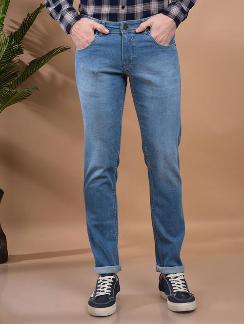 men low rise sim fit washed jeans - 21698429 - Very Small Image - 1