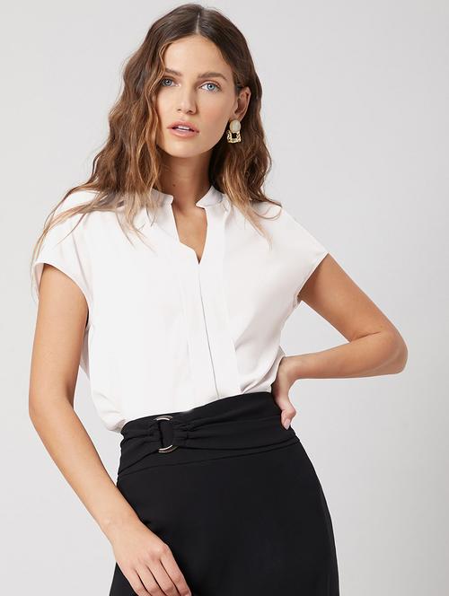 women white solid short sleeve regular top - 21698774 - Very Small Image - 1