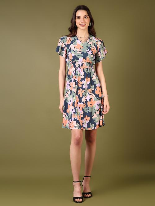 women printed flared sleeves a-line dress - 21698920 - Very Small Image - 1
