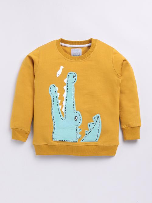 yellow cotton front print sweatshirt - 21699380 - Very Small Image - 1