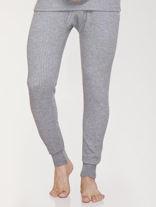 Grey Melange Fleece Thermal Bottom Wear - 21699527 - Very Small Image - 1