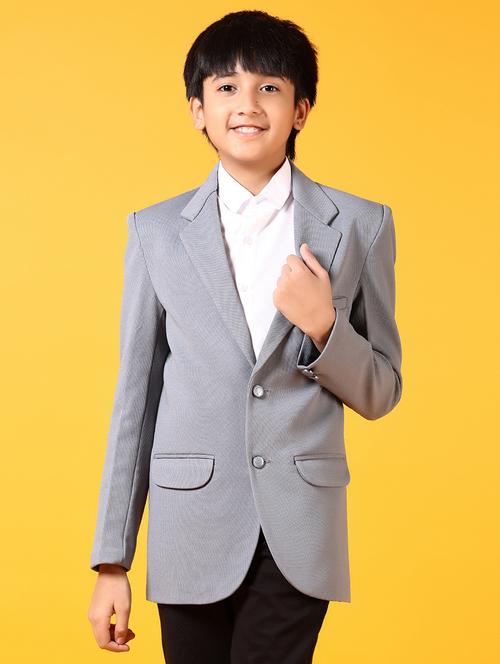 boys grey solid long sleeve blazer - 21699633 - Very Small Image - 1