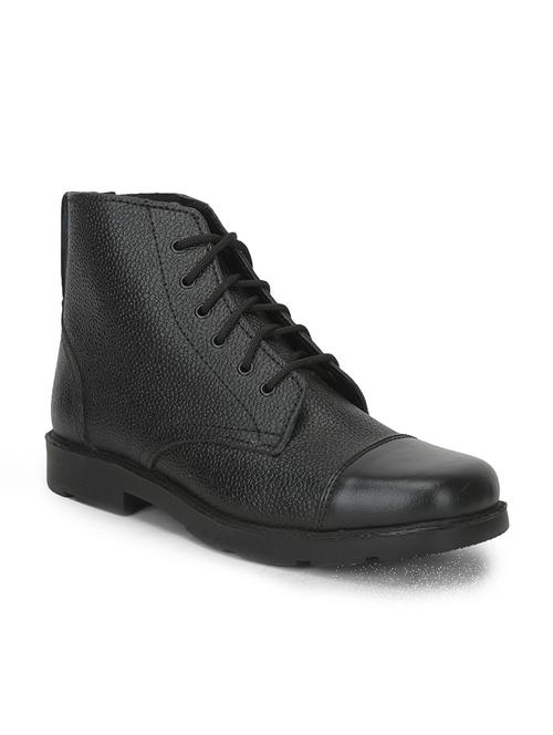 men black textured lace up ankle length boots - 21699822 - Very Small Image - 1