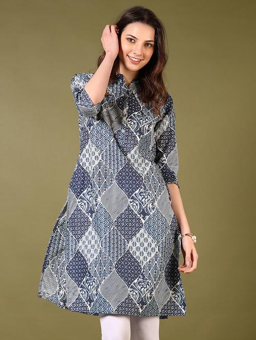 Men Mandarin Neck Printed Straight Kurta - 21699941 - Very Small Image - 1