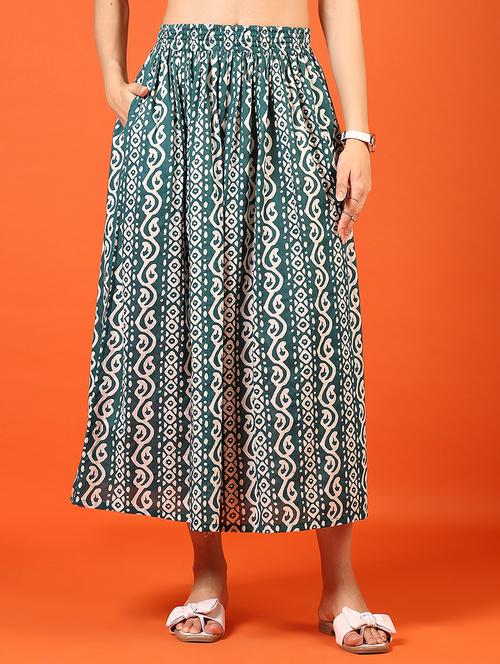 women green printed flared midi skirt - 21699966 - Very Small Image - 1