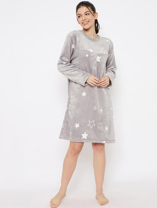 women printed long sleeve nightwear dress - 21700122 - Very Small Image - 1