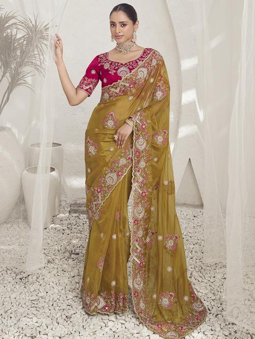 women all over embroidery work saree with blouse - 21700183 - Very Small Image - 1