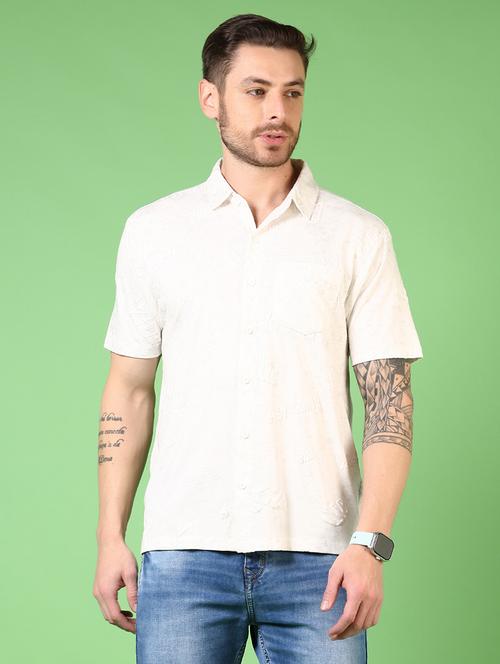 men self design short sleeve regular fit casual shirt - 21700404 - Very Small Image - 1