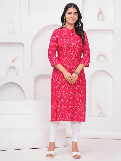 women mandarin neck printed straight kurta  - 21700547 - Very Small Image - 1