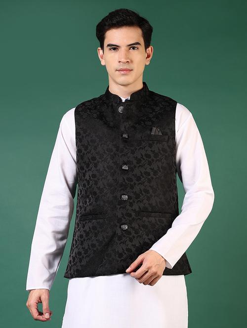 men mandarin neck regular fit nehru jacket - 21701013 - Very Small Image - 1