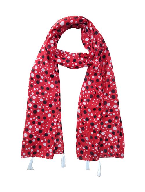 women red polka dots printed scarf - 21701841 - Very Small Image - 1
