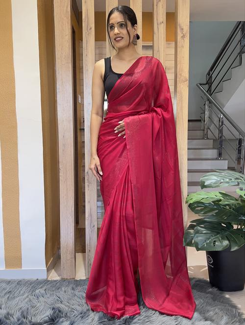 women stripes embellished saree with blouse - 21703229 - Very Small Image - 1