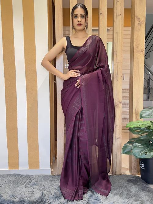 women stripes embellished saree with blouse - 21703232 - Very Small Image - 1