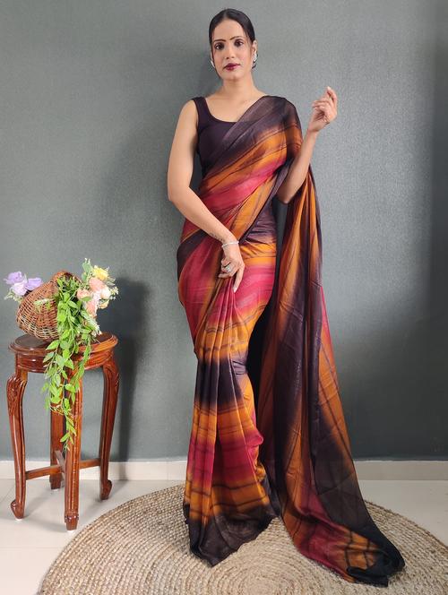 women stripes embellished saree with blouse - 21703264 - Very Small Image - 1