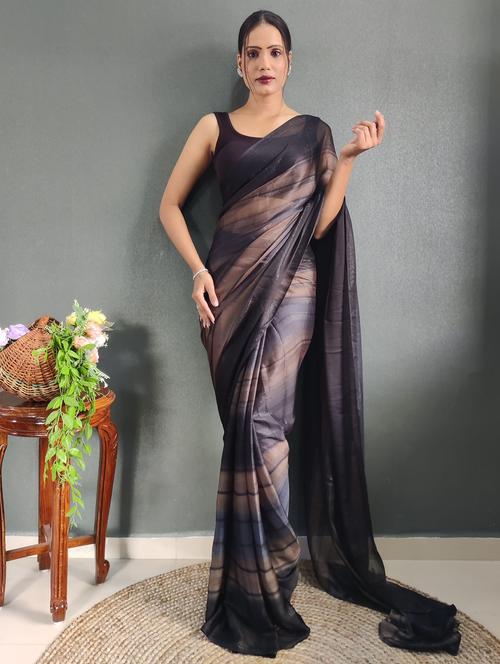 women stripes embellished saree with blouse - 21703265 - Very Small Image - 1