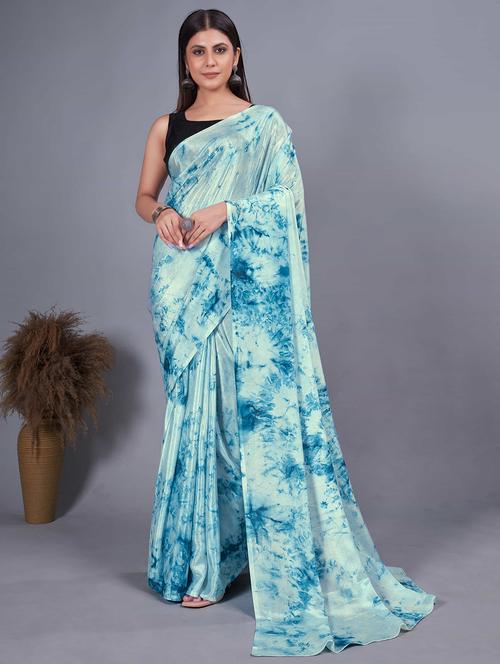 women tie & dye ready to wear saree with blouse - 21703285 - Very Small Image - 1