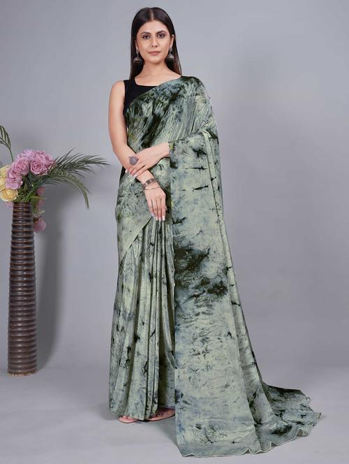 women tie & dye ready to wear saree with blouse - 21703287 - Very Small Image - 1