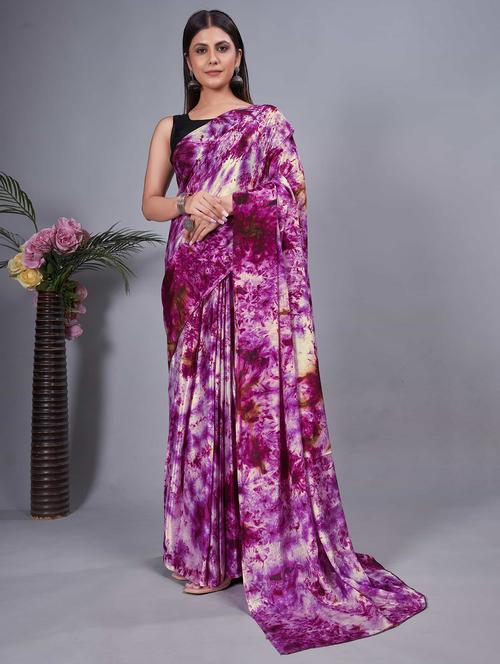 women tie & dye ready to wear saree with blouse - 21703290 - Very Small Image - 1