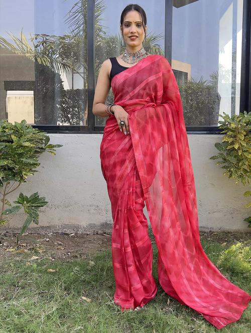 women stripes printed saree with blouse - 21703326 - Very Small Image - 1