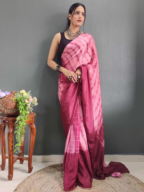 women tie & dye printed saree with blouse - 21703358 - Very Small Image - 1
