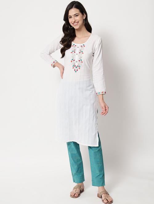 women three quarter sleeve kurta pant set - 21703399 - Very Small Image - 1