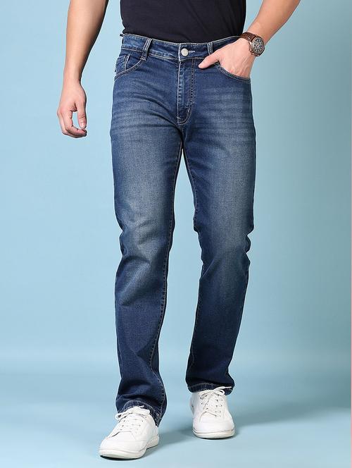 men mid rise plain straight fit jeans - 21703884 - Very Small Image - 1