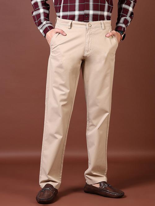 men mid rise solid flat front casual trouser - 21703924 - Very Small Image - 1