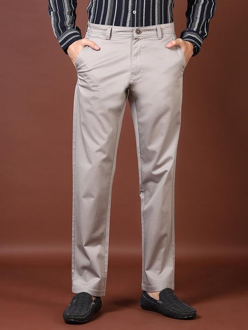 men mid rise solid flat front casual trouser - 21703925 - Very Small Image - 1