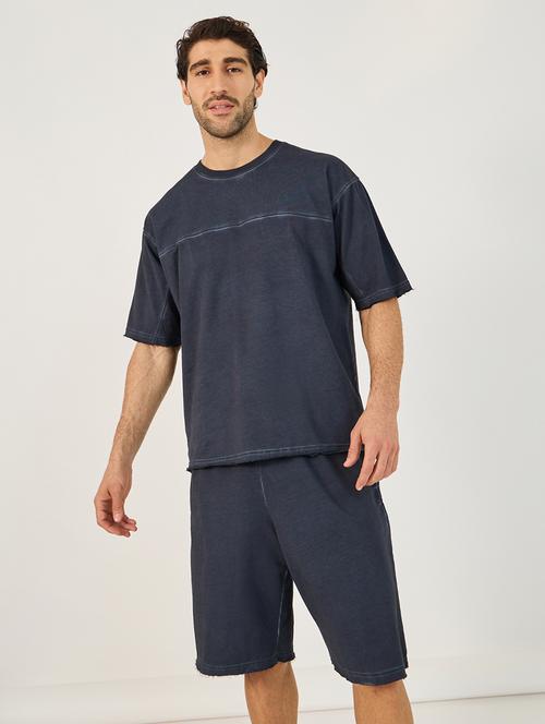 men solid t-shirt & shorts co-ord set - 21703937 - Very Small Image - 1