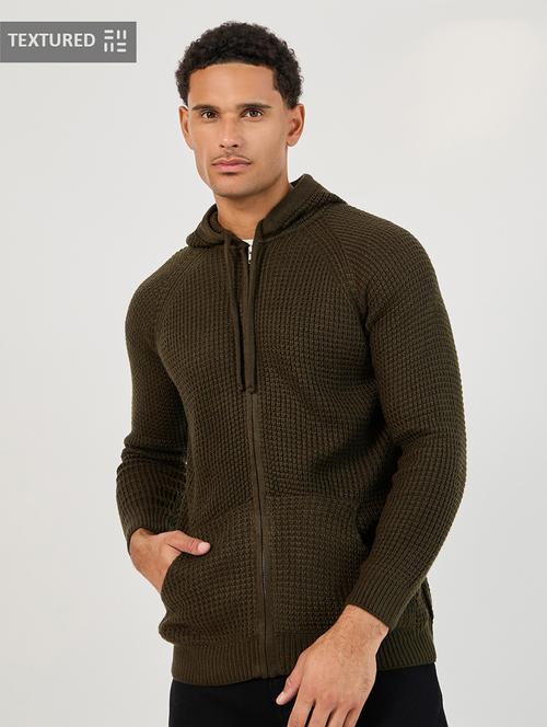 men long sleeves self design cardigan - 21703954 - Very Small Image - 1