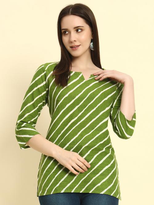 women leheriya three quarter sleeve straight kurti - 21704060 - Very Small Image - 1
