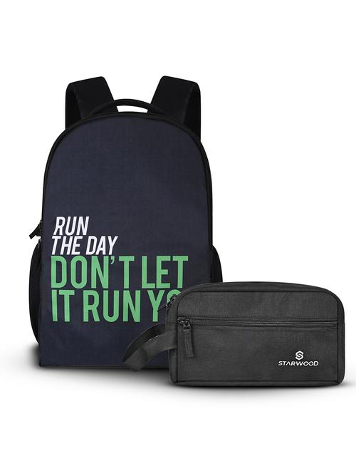 men printed adjustable strap backpack with pouch - 21704755 - Very Small Image - 1