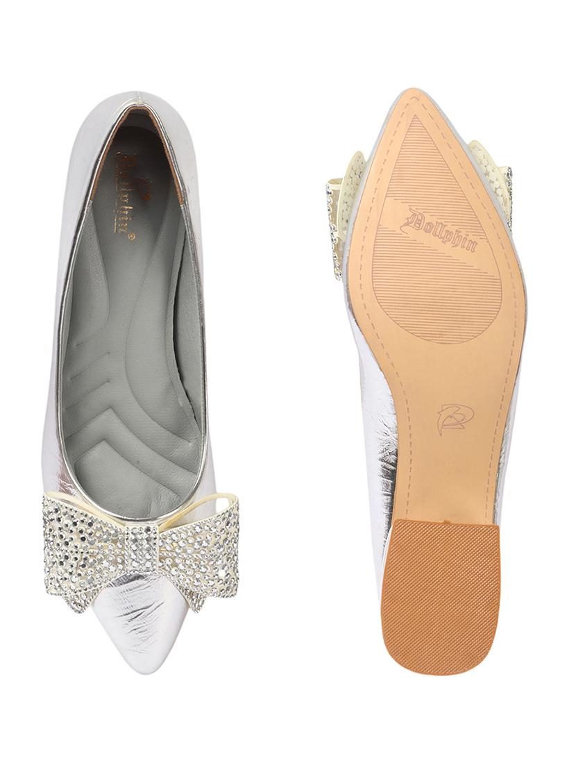 women silver slip on ballerina - 21705464 - Standard Image - 4