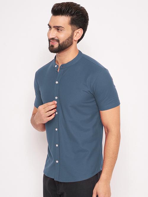 men solid short sleeves casual shirt - 21705476 - Very Small Image - 1