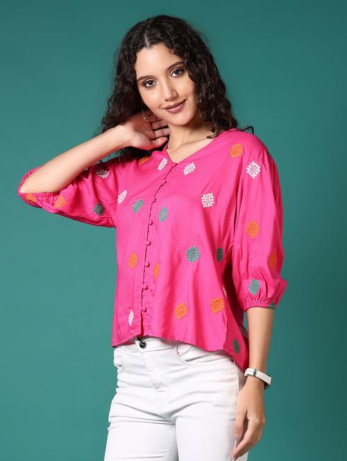 women embroidered puff sleeves top - 21705632 - Very Small Image - 1